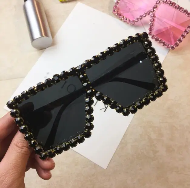 Женские солнцезащитные очки больших размеров с кристаллами и бриллиантами, роскошные модные очки ярких оттенков UV400, Брендовые очки с прозрачной оправой 0320