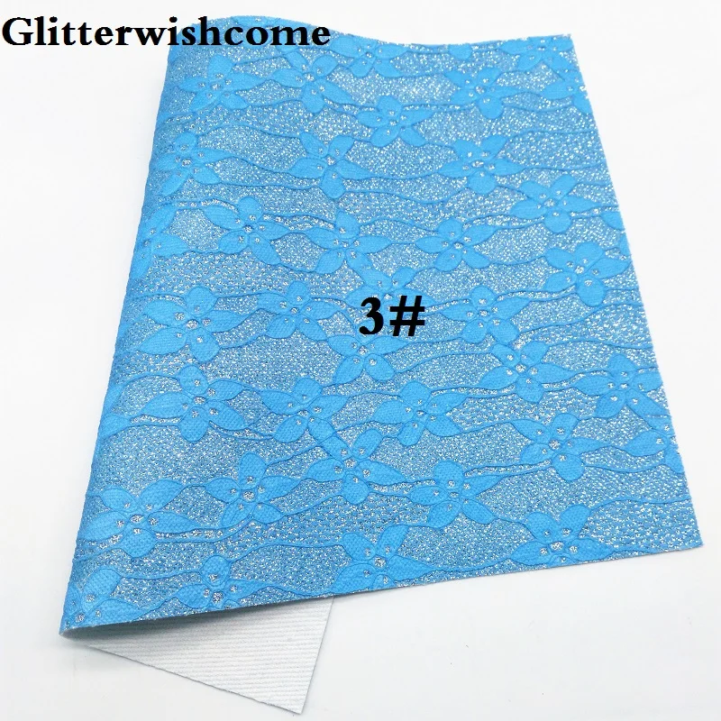 Glitterwishcome 21X29 см A4 размер винил для бантов флуоресцентная кружевная блестящая кожаная ткань винил для бантов, GM086A - Цвет: 3