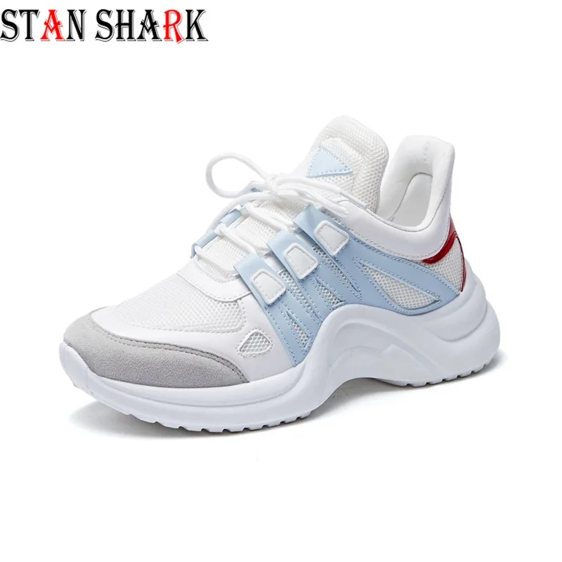 

Spring Summer Mesh Breathable Sneakers Women's Patchwork Flats Platform Sneakers Walking Trainers Lace Up Casual Footwear