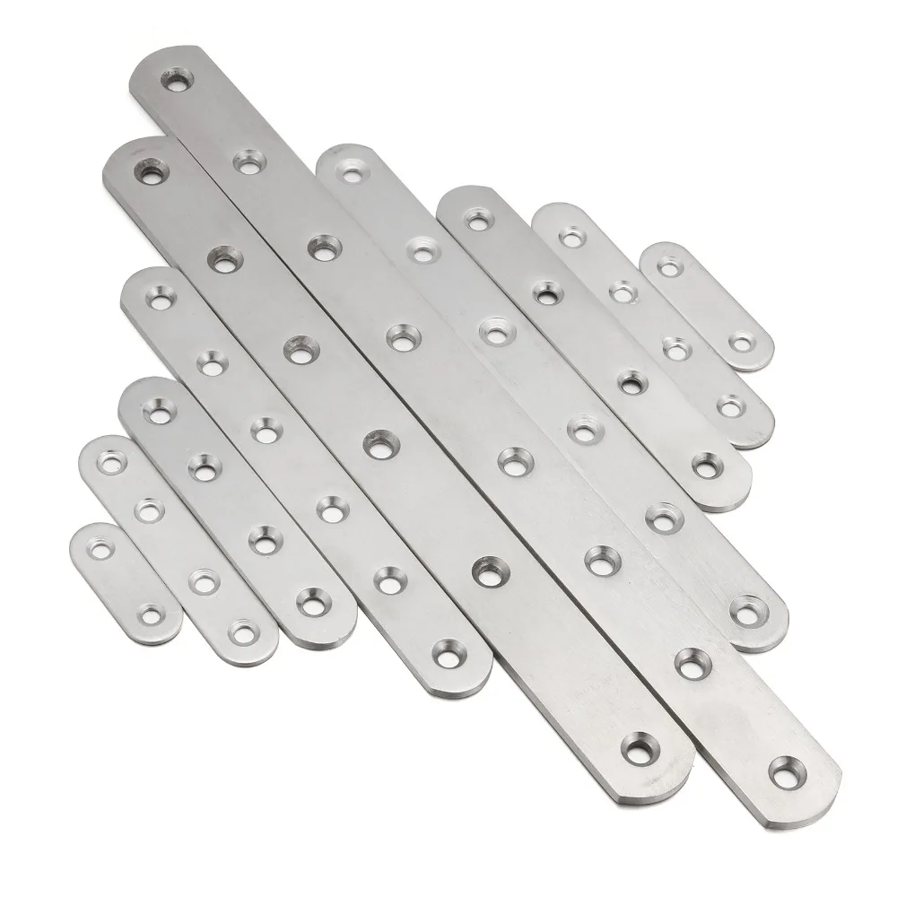 

2pcs 100/125/160-250mm 180 degree angle steel straight connector stainless steel sheet metal parts fixed code font angle bracket