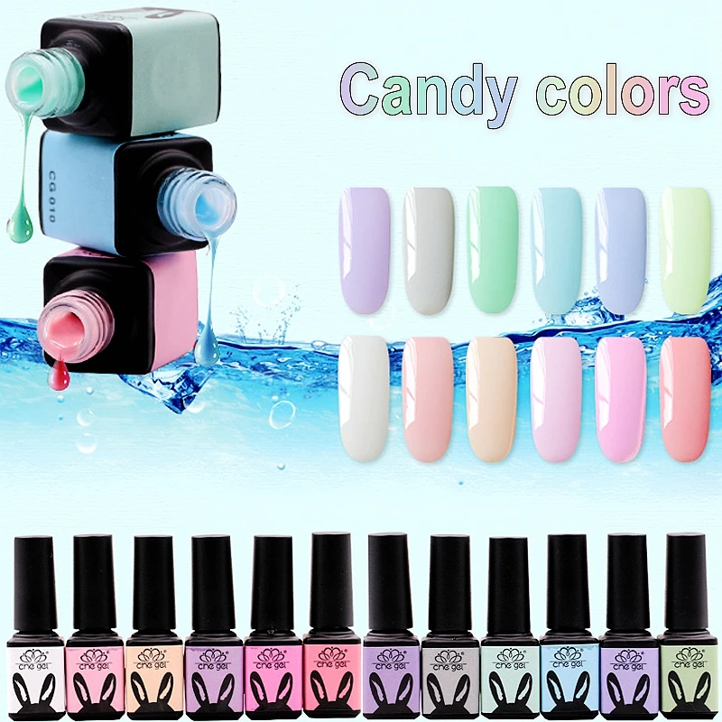 

5ml 12 Colors Cool Candy Jelly Colors Che Gel UV LED Soak Off Nail Art Gel DIY Creative Manicure Set CG#