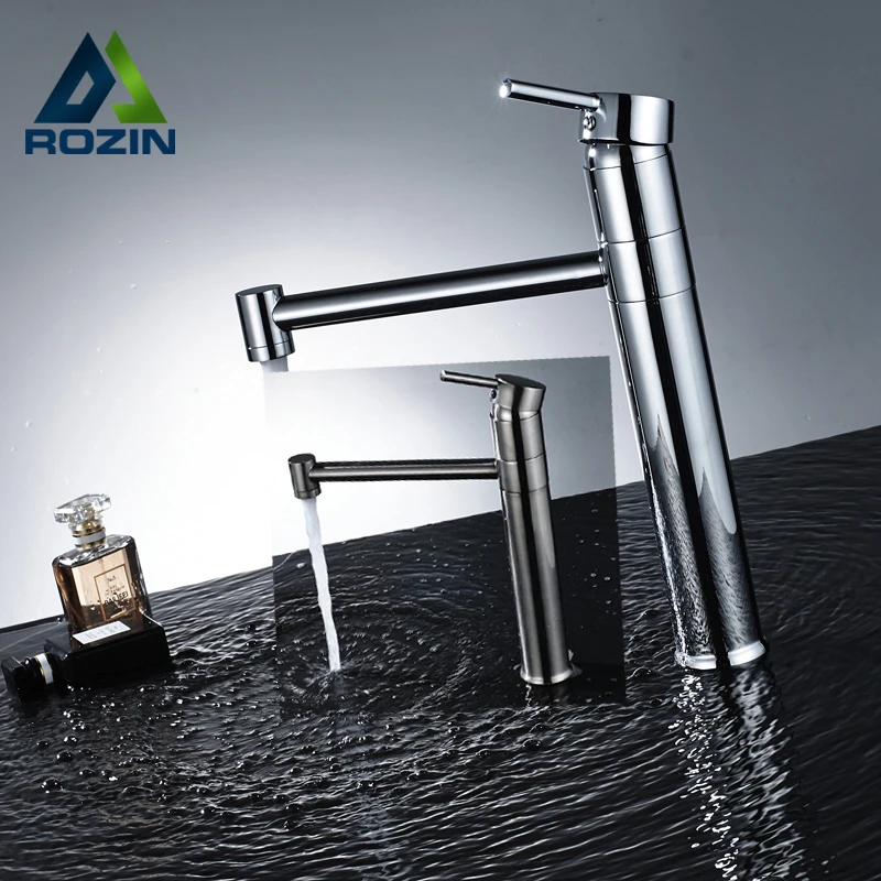 

Swivel Spout Bathroom Washing Faucet Single Handle Single Hole Hot And Cold Water Tap Chrome/Brushed Nickle