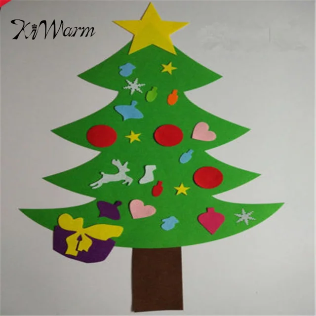 KiWarm 110cmX79cm Kids DIY Felt Christmas Tree With Ornaments Children Gift Door Wall Hanging Decoration Cool KiWarm 110cmX79cm Kids DIY Felt Christmas Tree With Ornaments Children Gift Door Wall Hanging Decoration Cool
