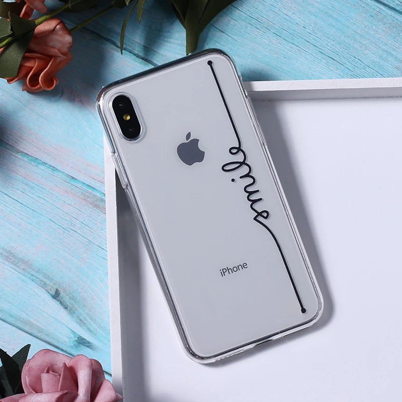 Мягкий прозрачный чехол для телефона с надписью Love Smile Heart 11 12Pro Max iPhone 7 7Plus 6 6S 8 8Plus X