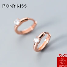 PONYKISS романтические 925 пробы серебряные шикарные милые четырехкулачковые серьги-кольца с цирконом женские очаровательные аксессуары подарок на день рождения