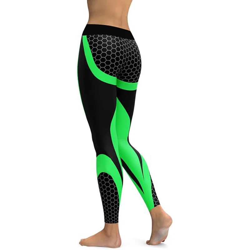 LI-FI спортивные Леггинсы с Сотами, штаны для фитнеса, йоги, женские леггинсы для тренировок, бега, пуш-ап, эластичные обтягивающие штаны для спортзала - Цвет: Green Pants