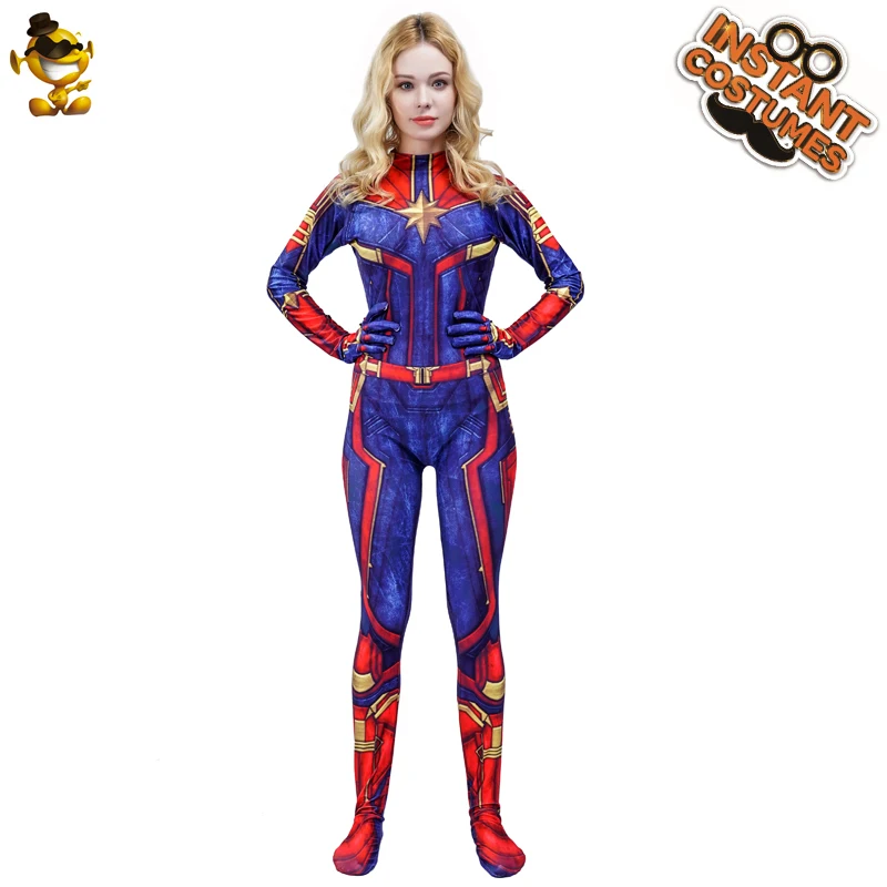 Женский костюм капитана для взрослых, костюм супергероя из фильма, нарядное платье, боди для Хэллоуина, костюм для косплея