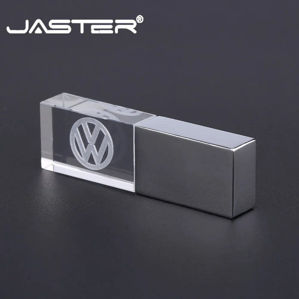 

JASTER VW crystal + metal USB flash drive pendrive 4GB 8GB 16GB 32GB 64GB 128GB External Storage memory stick u disk