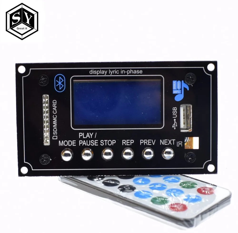 1PCS 12V Lyric Show Bluetooth MP3 Decoding Board USB/SD