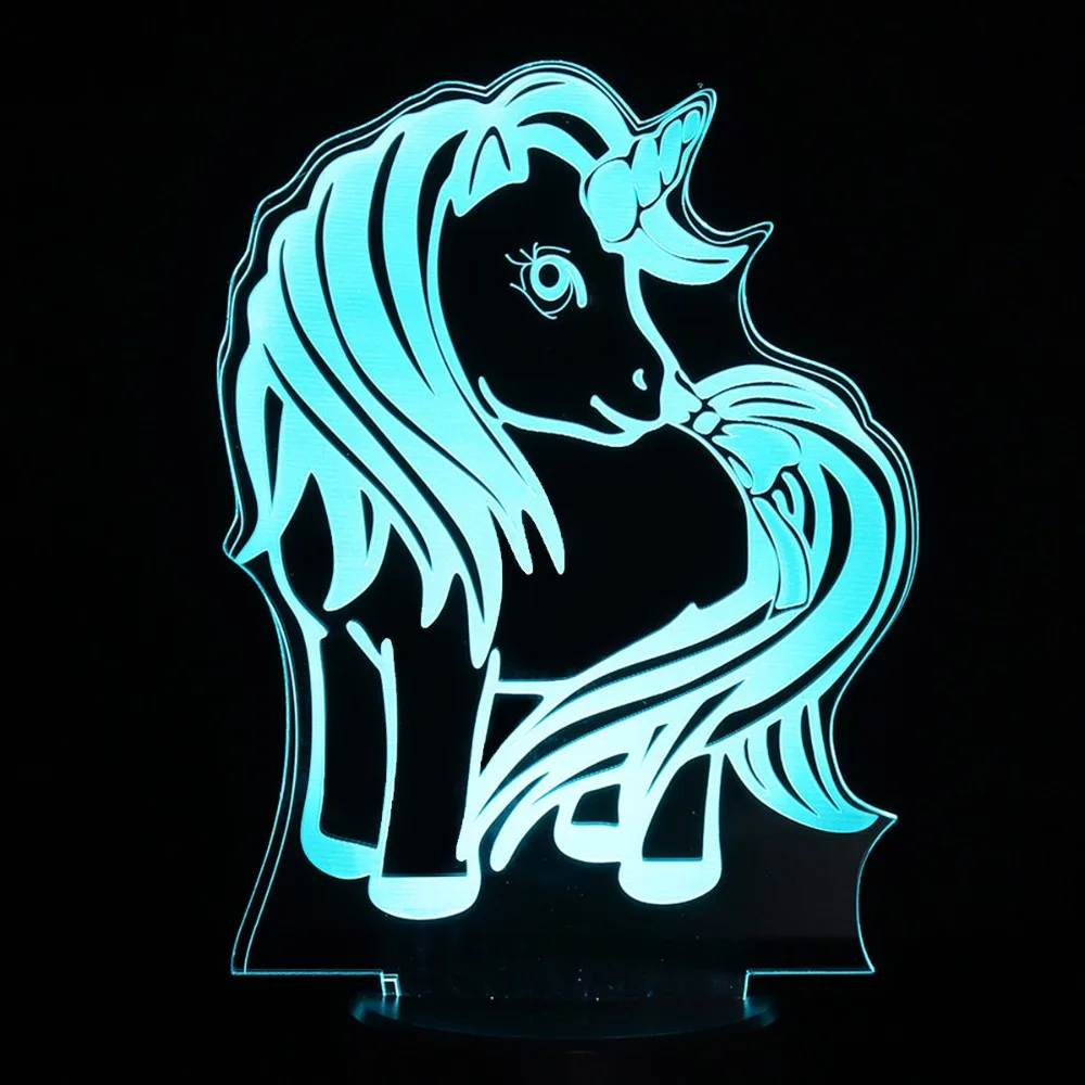 

7 Color Change Unique Visual 3D Led Animal Unicorn Shape USB Touch Button Table Lamp Kids Night Lights Baby Bedroom Decor Lights