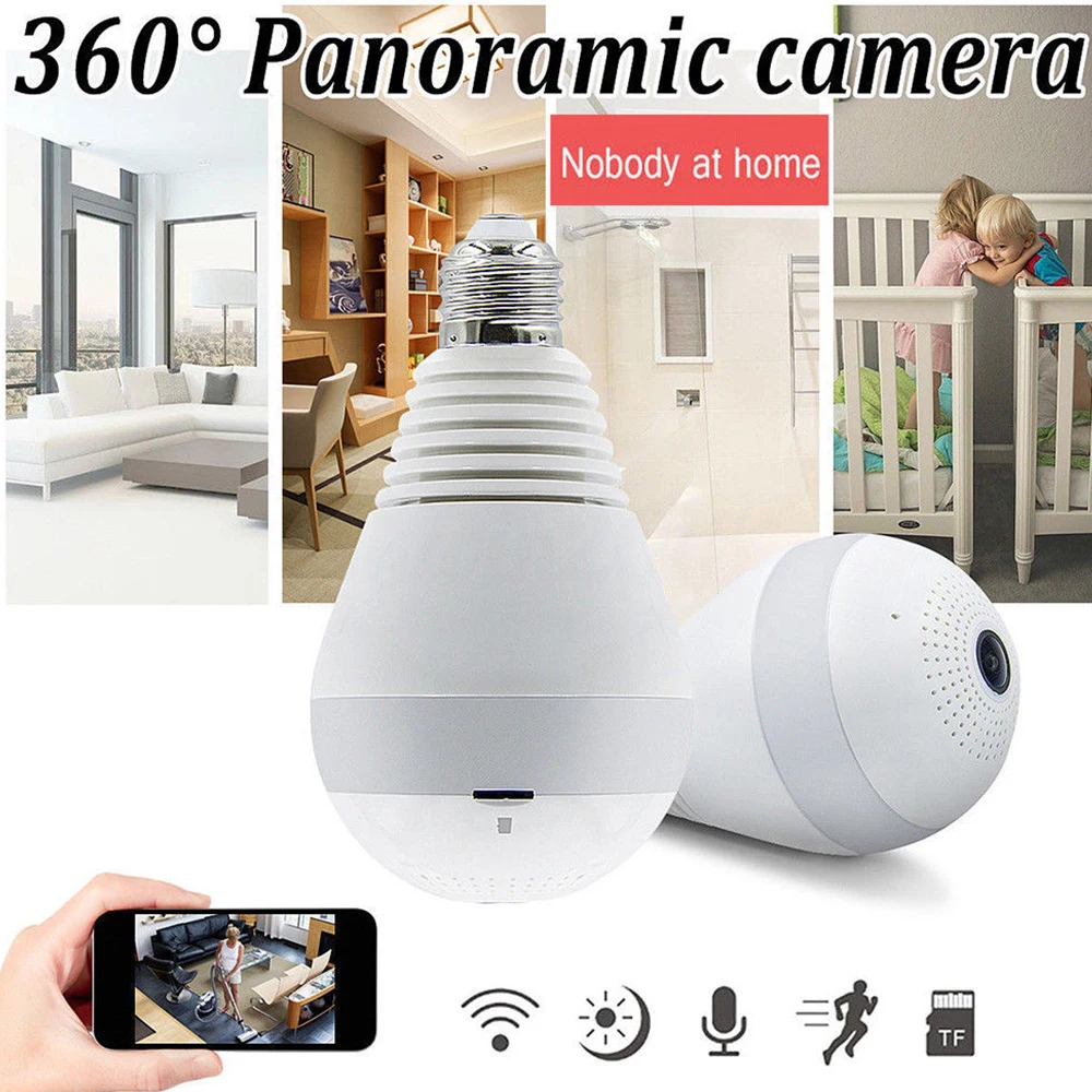 1 44mm AHD 960P Fisheye WIFI Camera font b Wireless b font IP Bulb Lamp Panoramic