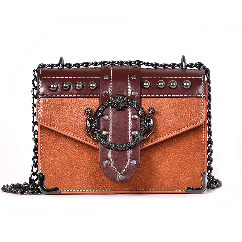 

OCARDIAN High Quality Leather Women's Trendy Metal Rivet Shoulder Bag Lady Chain Flap Leisure Crossbody Bags sac main femme J19