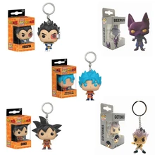 Funko POP Карманный Брелок для ключей POP Amine Dragon Ball Супер Saiyan GOKU VEGETA BEERUS GOTENKS фигурка Модель Коллекция игрушек для подарка