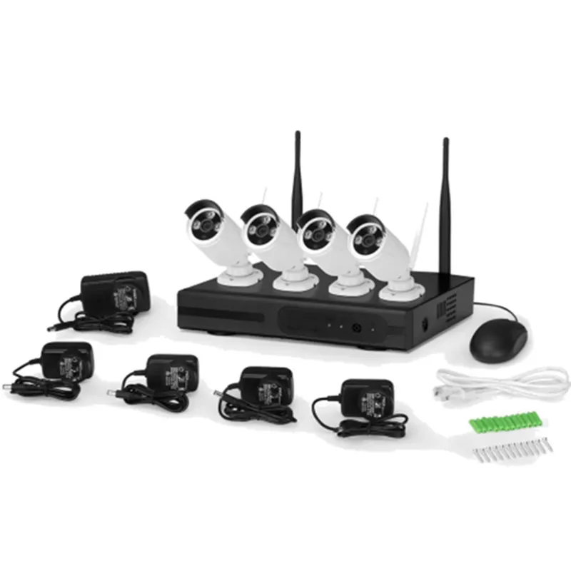 Система видеонаблюдения беспроводная на 4 камер уличные 4ch CCTV Nvr комплект 1080P 1ТБ HDD