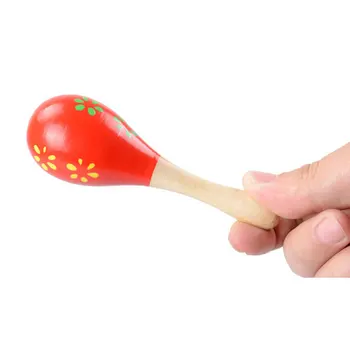 

1PC Wooden Ball Toy Sand Hammer Rattle Musical Instrument Percussion Baby Kid Random Color