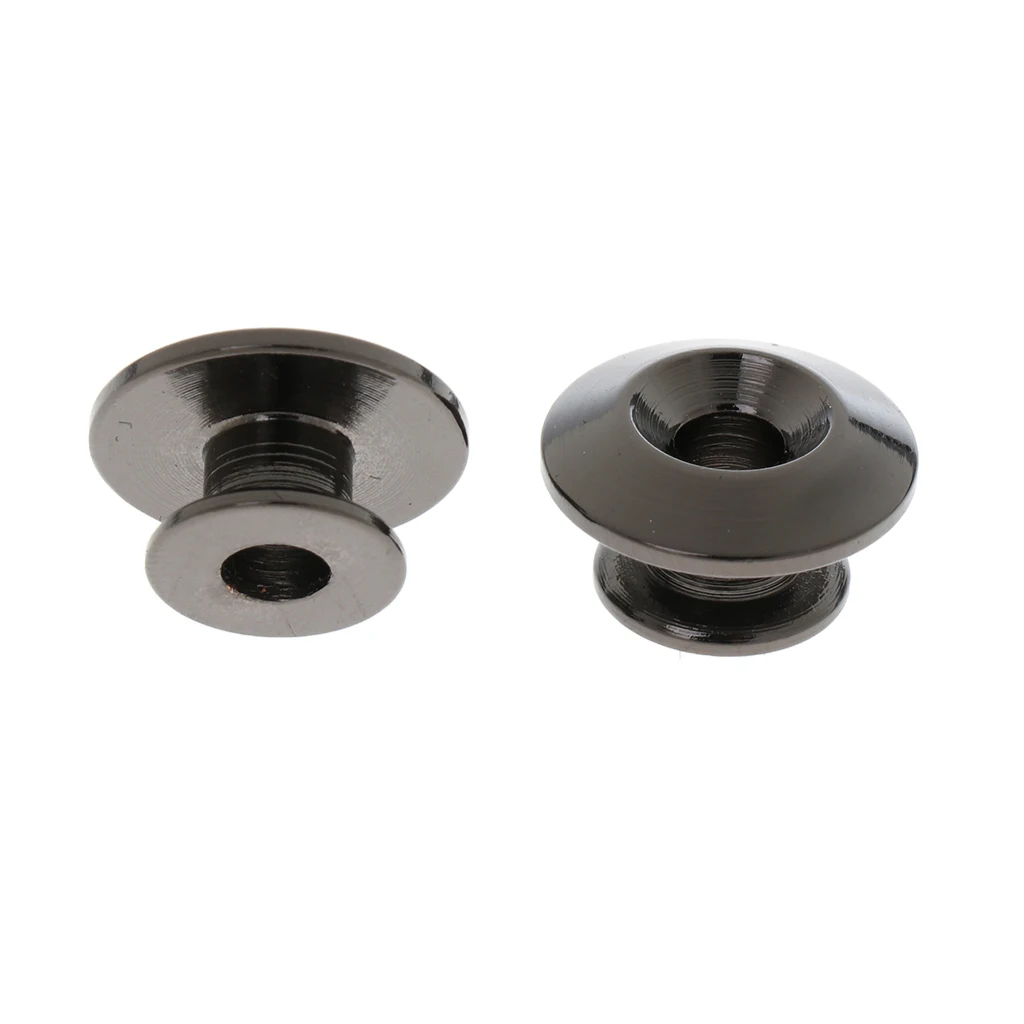 Toyful 2 Pieces Black Strap Button with Mounting Screw for Electric Guitar Bass Ukulele Mandolin Bass Guitar Strap Buckle 