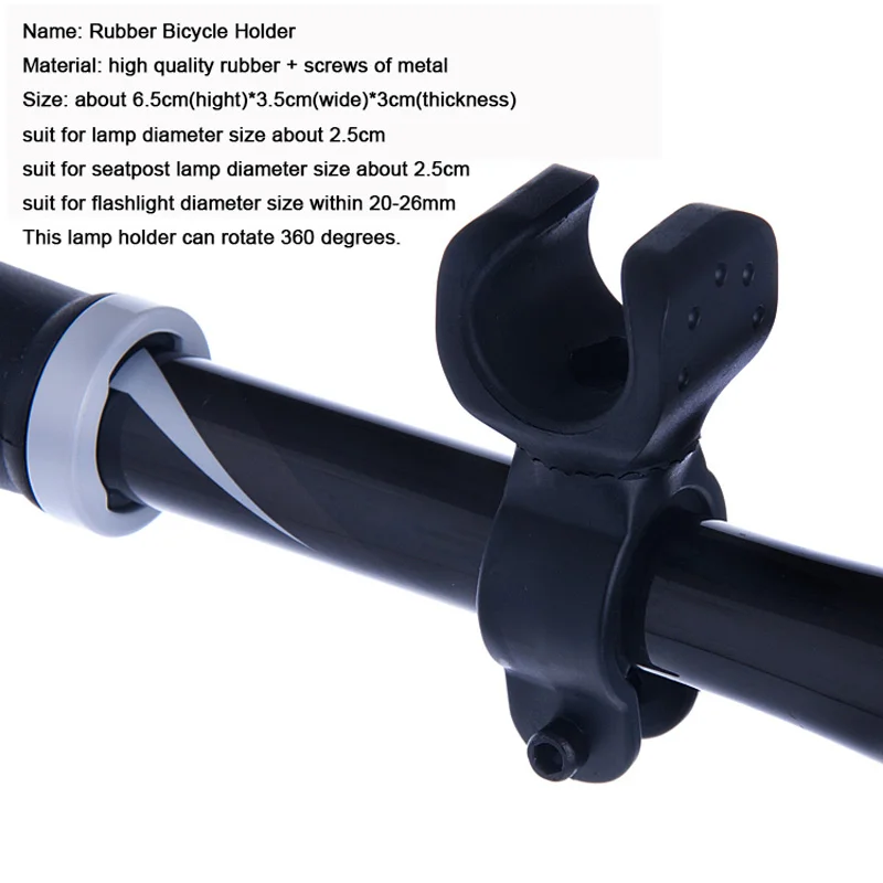 Discount Rockbros Road Mountain Bike Light Flashlight LED Lamp Holder 360 Degree Rotating Bicycle Light Stand Bycicle Front Light Clips 1