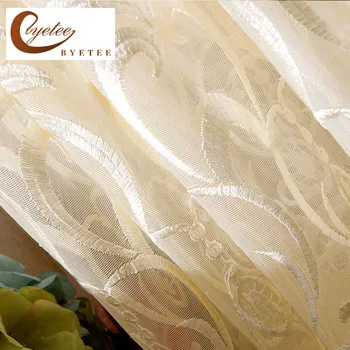 

{byetee} Window Embroidered Curtain Living Room Bedroom Window Balcony Tulle Sheer Kitchen Organza Curtains Doors For Yarn Drape
