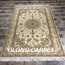 Yilong 4'x6' зеленый тонкий мягкий персидский ручной традиционный Восточный удобный шерстяной шелковый ковер(WY2119S4x6