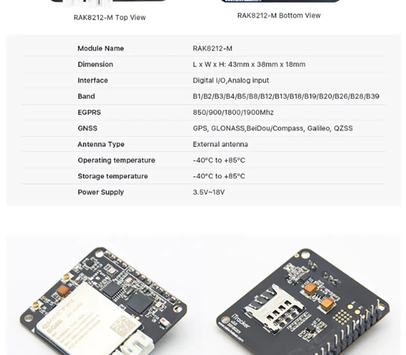 BG96 модуль удаленного позиционирования NBIoT iTracker Pro сенсор узел и gps модуль BLE Bluetooth 5,0 сотовая связь IoT модуль RAK8212-M 83