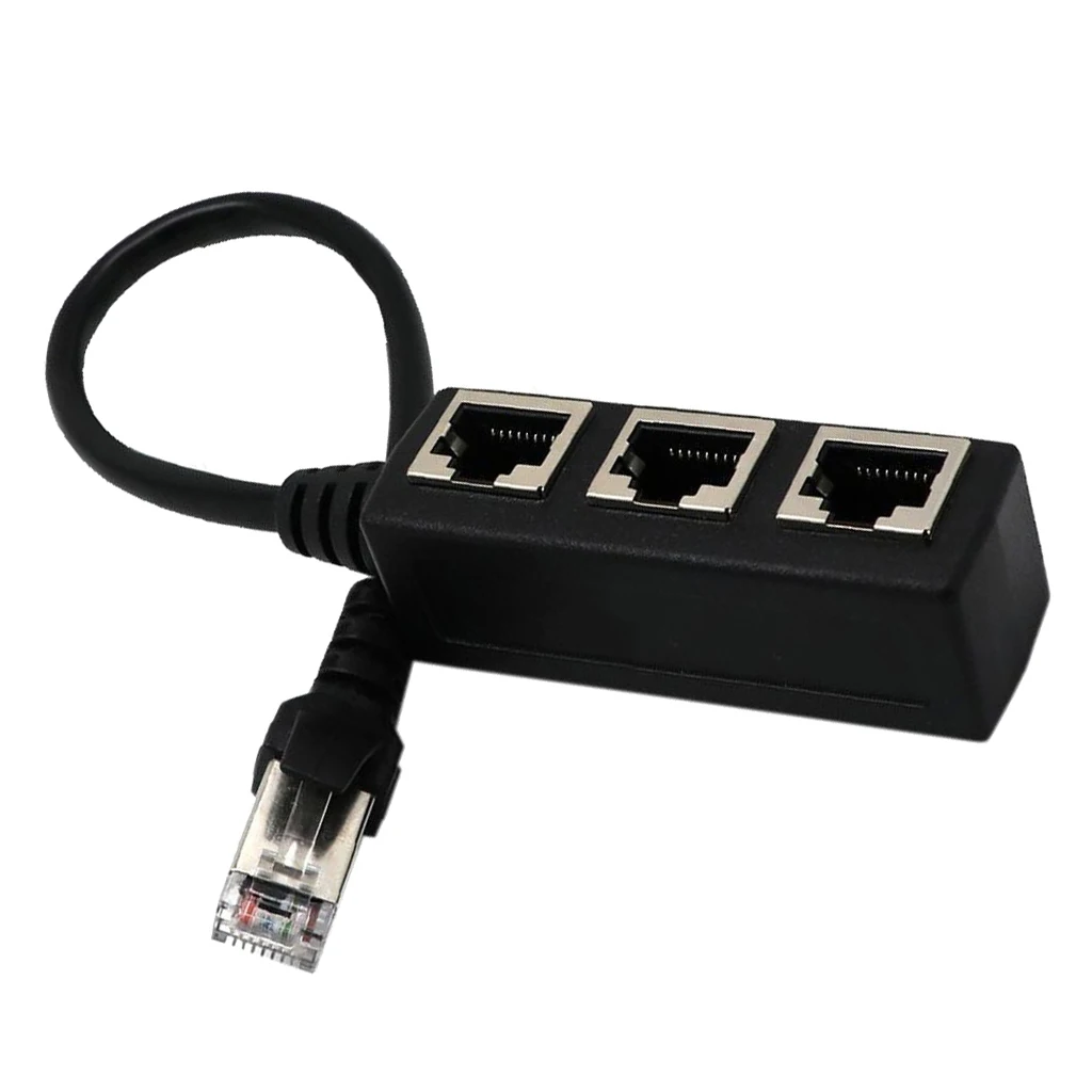 RJ45 1 to 3 Port Ethernet LAN Network Cable Splitter 3Ways Extender Adapter