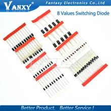 8 ค่า = 100 ชิ้น 1N5399 1N5408 1N4148 1N4007 1N5819 1N5822 FR107 FR207 Switching Diode component diy ชุดเดิม(China)
