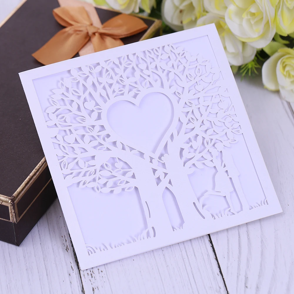 

1Piece Wedding party greeting folding type invitations,kraft party card elegant invitation for wedding announcement