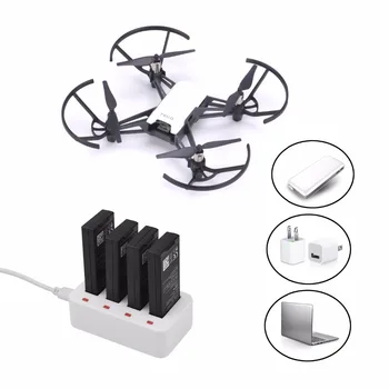 

DJI tello Charger 4in1 Portable Mini Battery Charging Hub for Ryze tello Toy Plane 1100mAh Smart Battery Manager Travel Charger