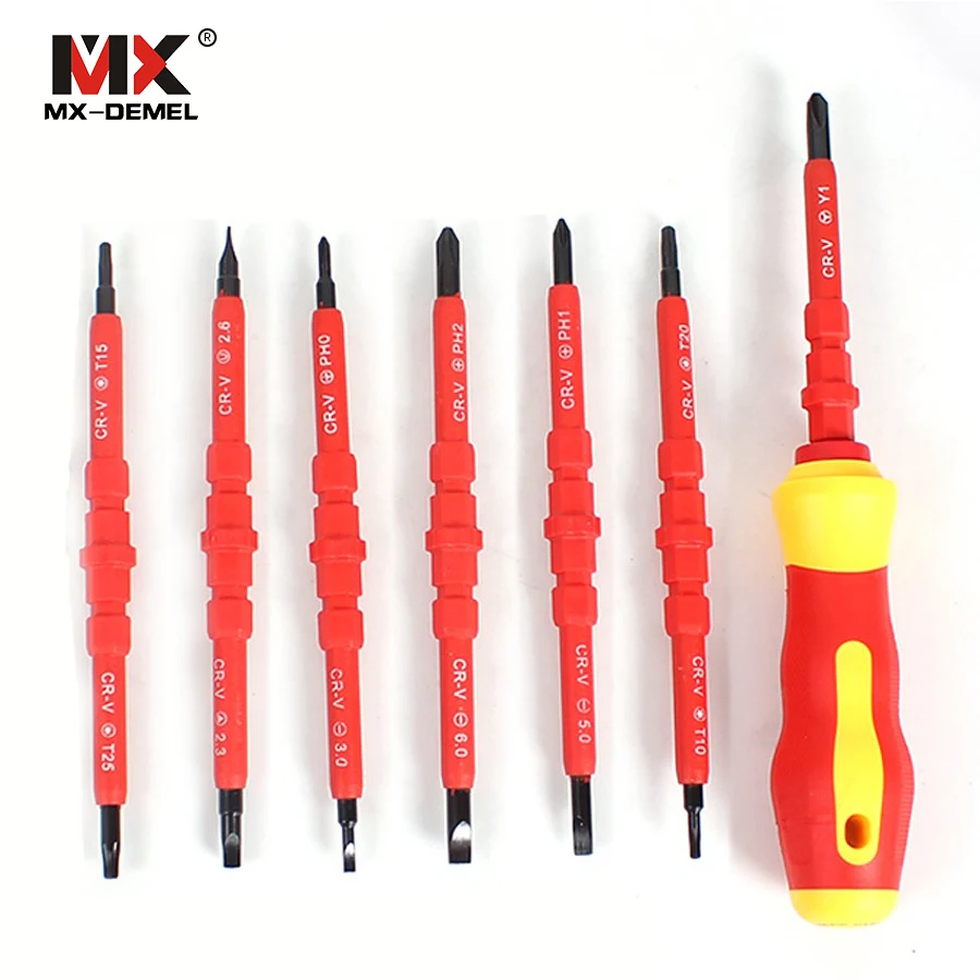 

MX-DEMEL 7Pcs/Set Electric Tools Insulated Electrical Single Head Hand Screwdriver Tools Magnetic Herramientas Electricas Kits