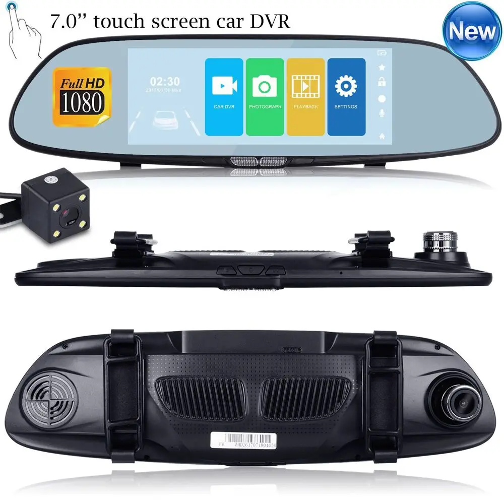 

7" Touch Screen Car Dvr Camera Rearview Mirror Auto Dvrs Dual Lens Recorder Registrator Full HD 1080p Night Vision Dash Cam