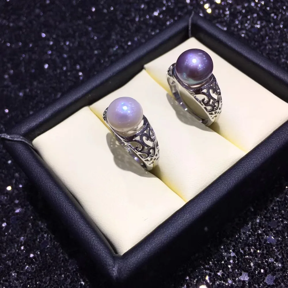 YIKALAISI 925 ювелирные изделия из стерлингового серебра Ювелирное кольцо с жемчугом для женщин Мода натуральный 9-10 мм пресноводный жемчуг