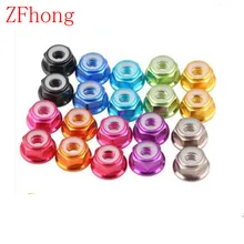 10 pçs m2 m3 m4 m5 m6 vermelho/preto/azul/azul claro/laranja/dourado/roxo/rosa/tira/cinza anodizado alumínio flange náilon porca de bloqueio