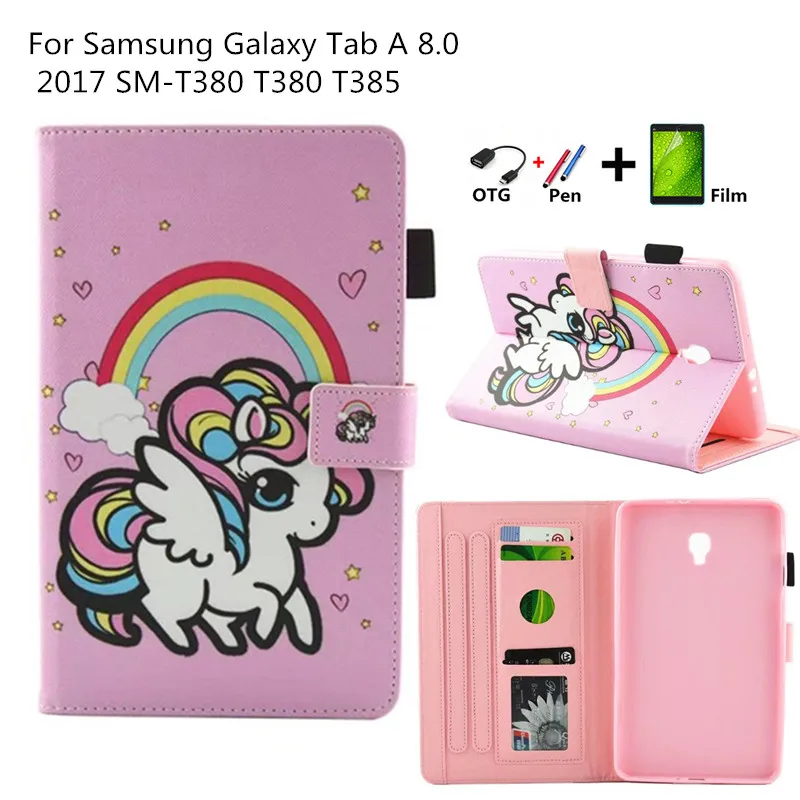 

For Samsung Galaxy Tab A 8.0 2017 T380 T385 SM-T380 SM-T385 Tablet Case Print Folio PU Leather Stand Flip Cover Protector Fundas