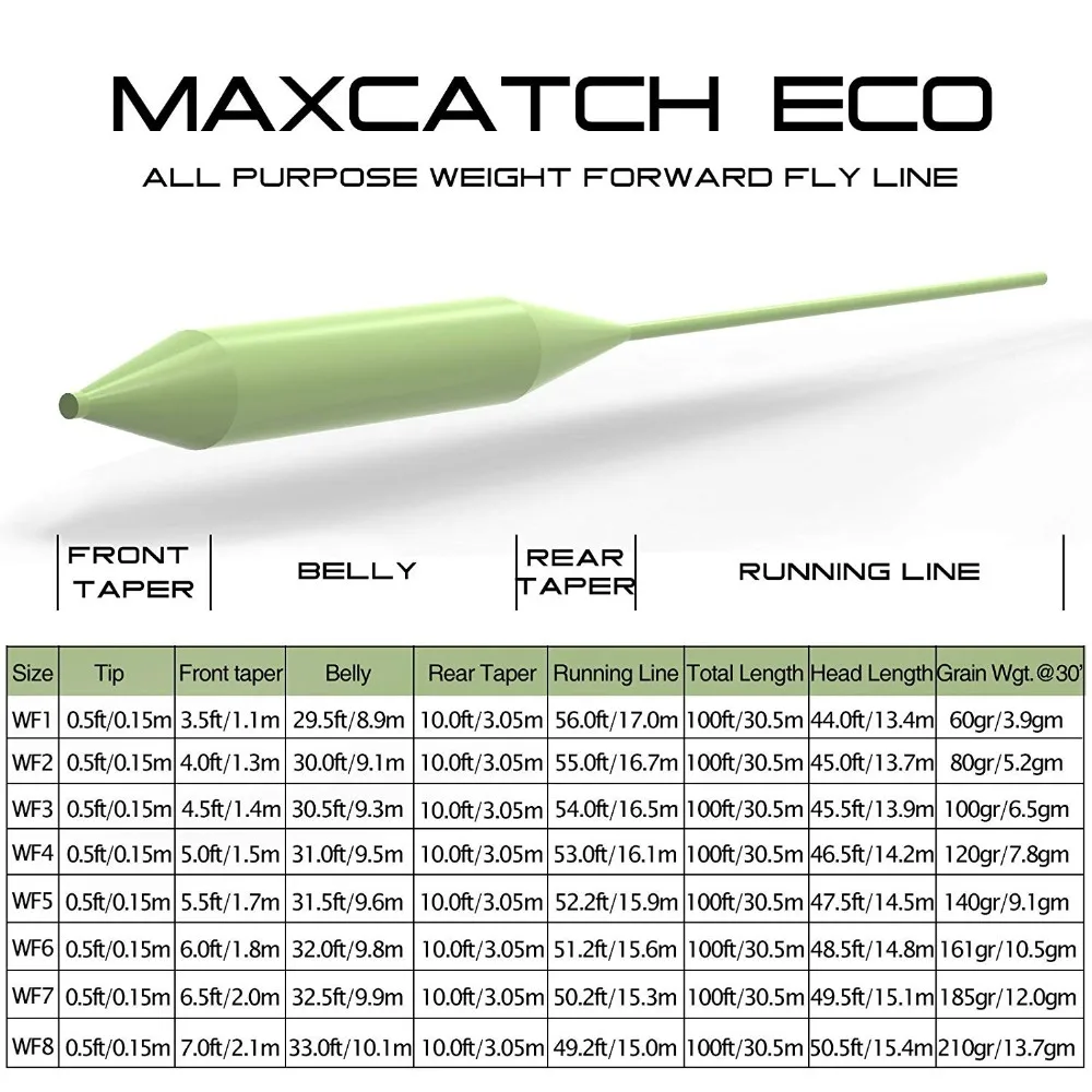 Maximumcatch 100FT الوزن إلى الأمام العائمة صنارة صيد السمك بذبابة الصيد الصناعية 2wt/3wt/4wt/5wt/6wt/7wt/8wt يطير خط