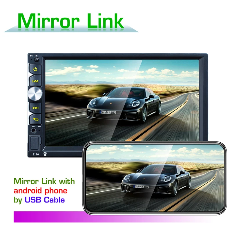 

DC12V Universal 7" Car Phone Bluetooth Player Bluetooth MP5 HD Player Mobile Image Mirror Rearview Video Priority FM Radio