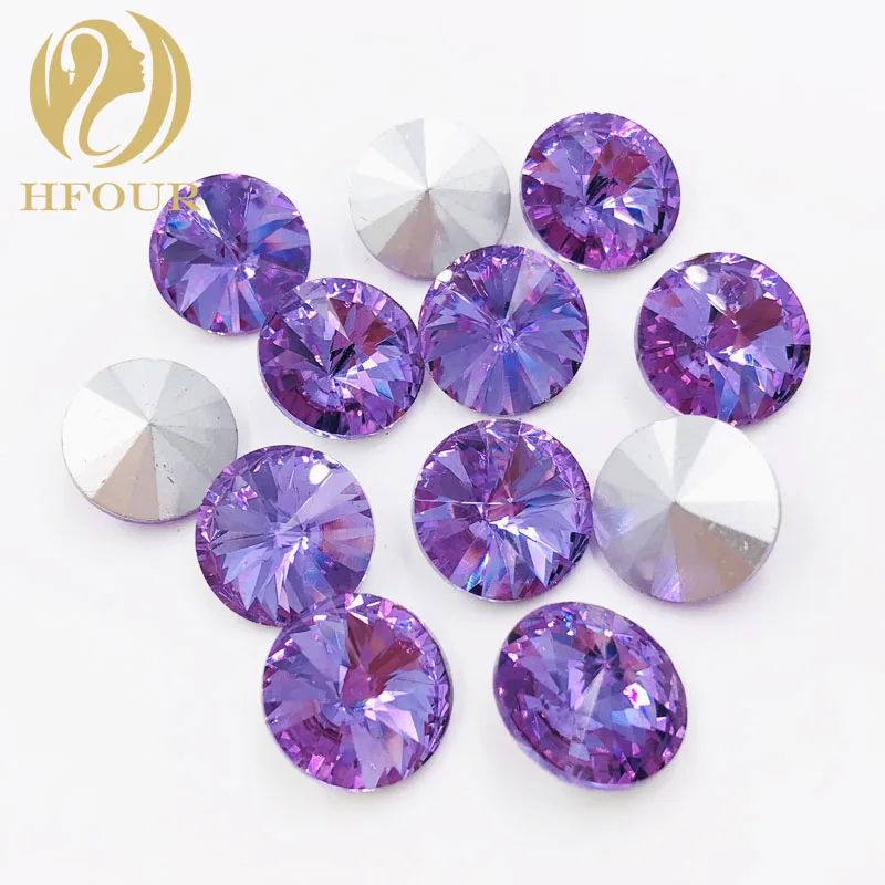 

Free shipping Crystal violet round shape Pointback glass glue on rhinestones DIY nail art and Wedding dress jewelry accessories