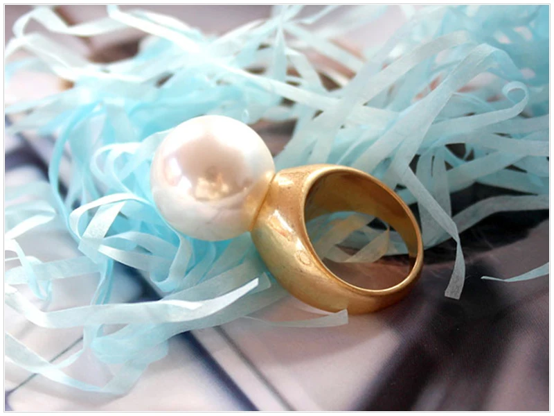 SRCOI Винтажное кольцо в стиле барокко с круглым искусственным жемчугом золотого цвета, минималистичное геометрическое кольцо на палец, Новинка