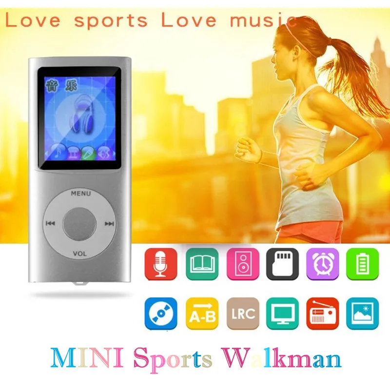 1," TFT lcd Mp3 музыкальный плеер fm-рекордер с внешней вставкой TF/SD слот HIFI Sport Walkman Aux muziek цифровые плееры+ ридер