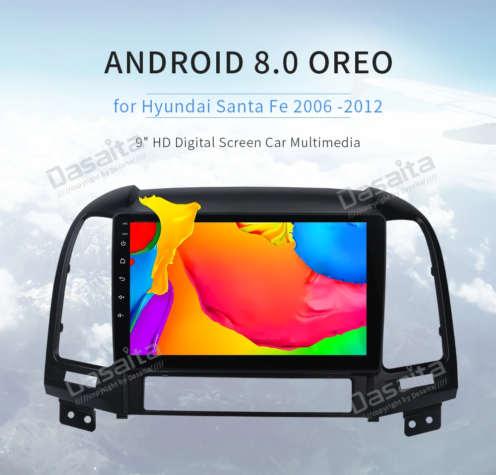 Dasaita 9 &quot1 din автомобильное радио GPS Android 8 0 для Hyundai Santa Fe сенсорный экран 2006 2007 2008 | Мультимедиаплеер для авто -32948002176