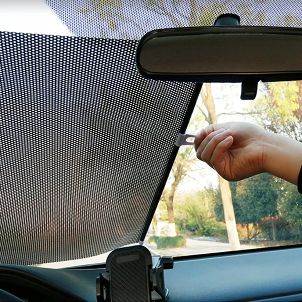 1 PC Car Automatic Retractable Sun Block Shutter Side Window Block Net Point Sunshade Car Sun Block Telescopic Curtain