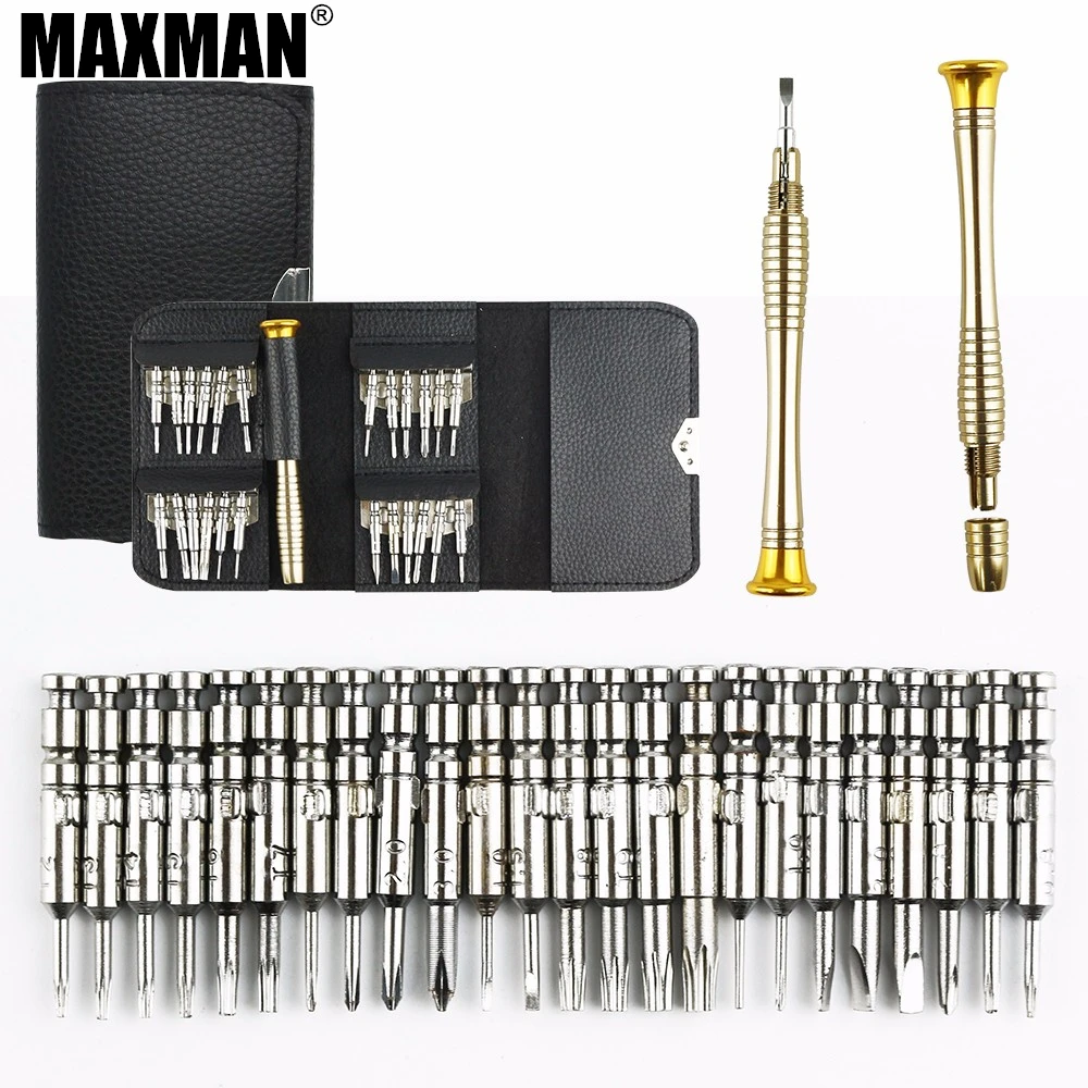 

MAXMAN 25pcs Screwdriver Set 25 in 1 Bit Set Torx Screwdriver Repair Tool Set Screwdriver Bits for Cellphone PC Hand Tools