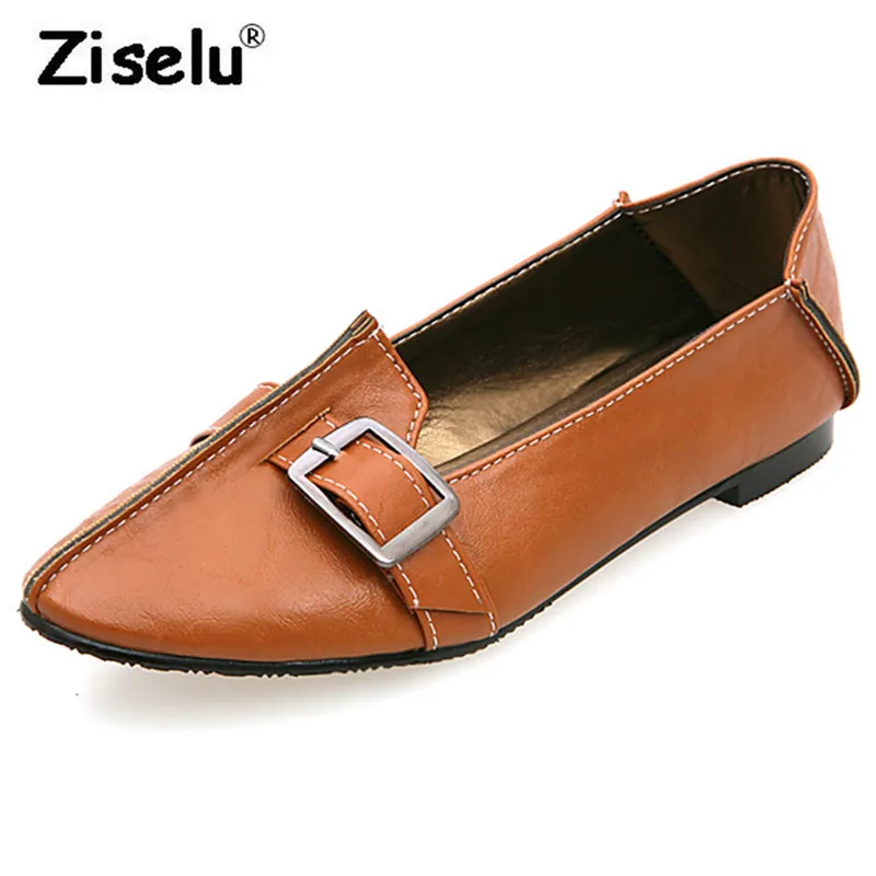 

2018 New Summer Sewing Pointed Toe Women Flats Shallow Buckle Comfortable Lady Office Boat Shoes Big Size 43 Fashion Casual Flat