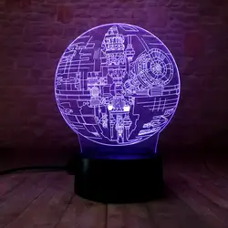 Star Wars DS-1 платформы рисунок 3D Иллюзия светодиодные лампы Красочные сенсорный ночник освещения смерть Модель star Desktop игрушки