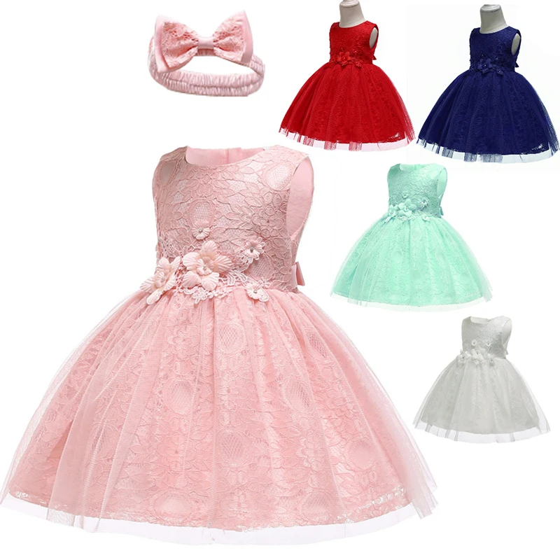 

Summer Flower Girls Wedding Dress Baby Girls Christening Dresses for Party Occasion Kids 1 Year Baby Girl Birthday Dress