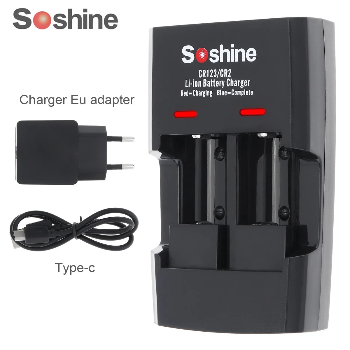 

Soshine 2 Slots RCR123 CR123 CR2 Rapid Smart Li-ion Battery Charger with LED Indicator for 14250 CR2 16340 17335 15266 Battery