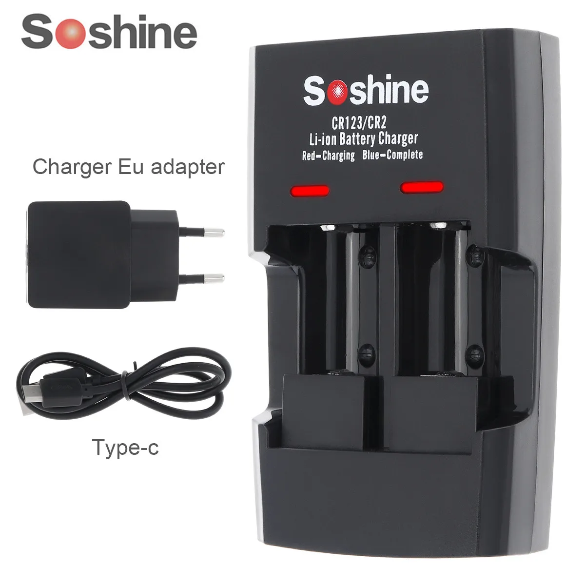 Soshine 2 فتحات RCR123 CR123 CR2 السريع الذكية بطارية ليثيوم أيون شاحن مع مؤشر LED ل 14250 CR2 16340 17335 15266 بطارية