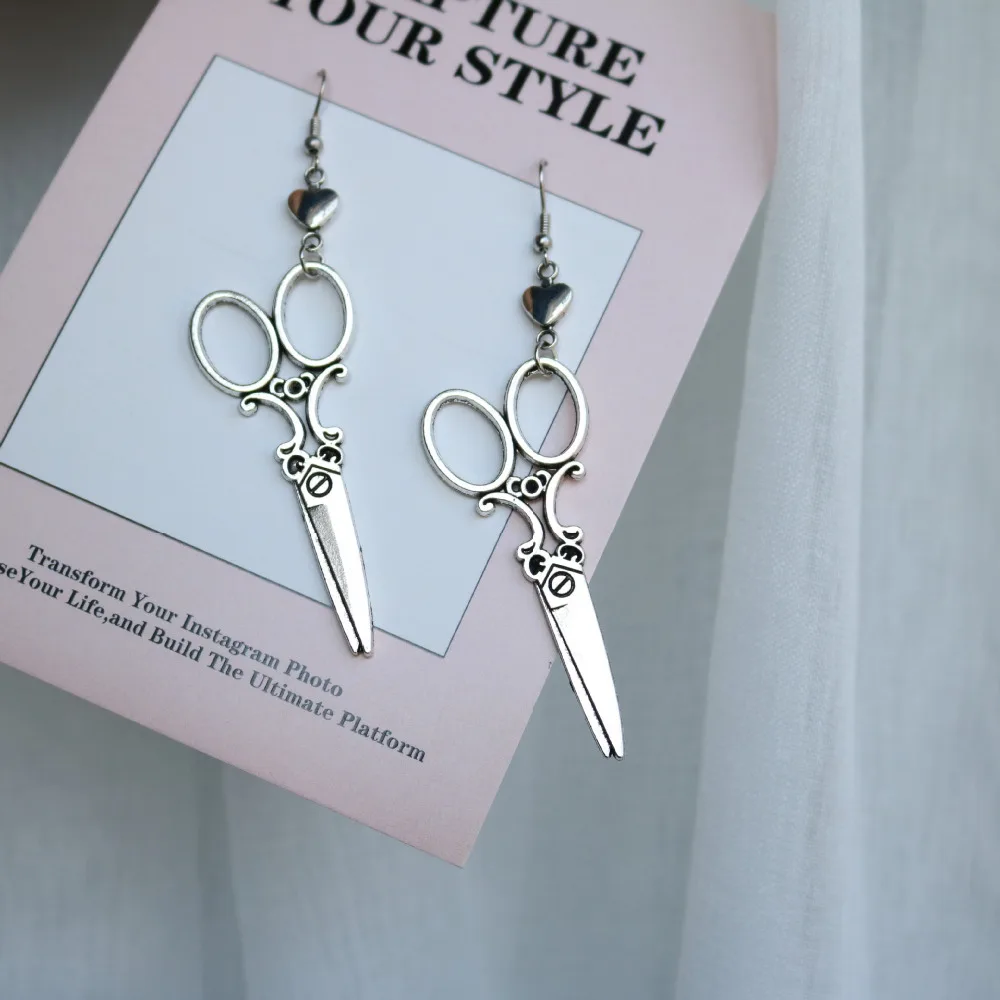 Creative Funny Personalized Square Drop Earrings Scissors Earrings Girl Jewelry