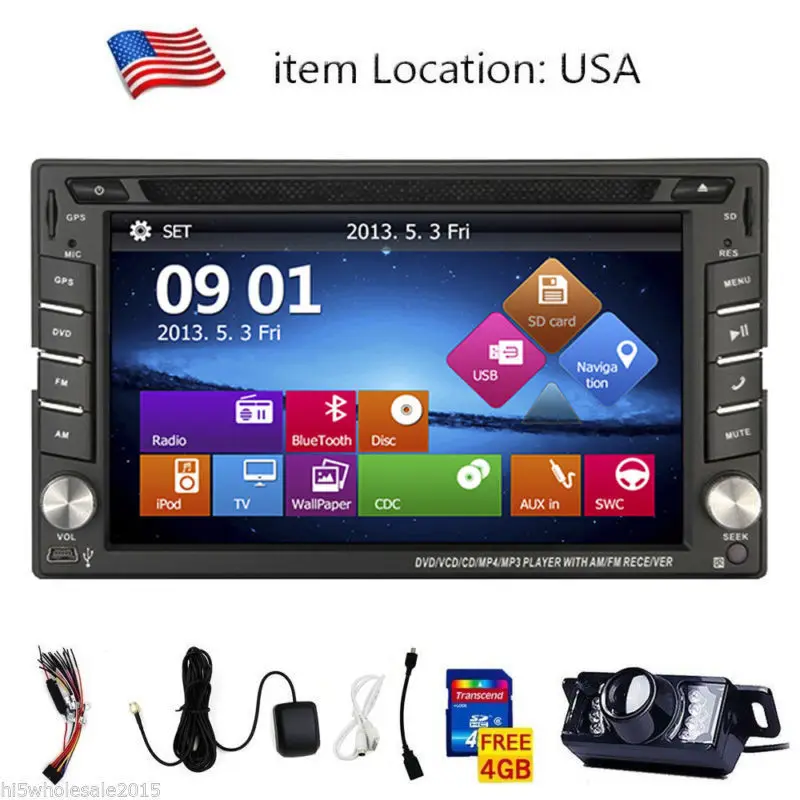

Double 2 din Car DVD Player GPS Navigation Auto Radio In dash Car PC Stereo Video Steering Wheel Free Map Car Multimedia Player