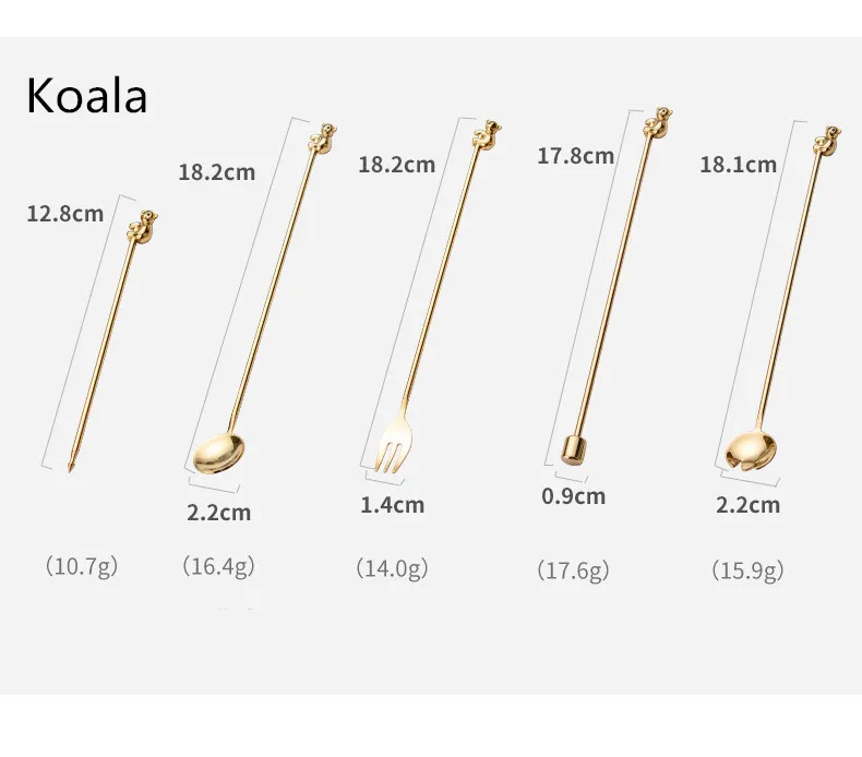 WOFU Прямая, 5 штук в упаковке, шт./компл. коала ручка в форме листа коктейльное палочка для перемешивания пробуждает набор посуды Нержавеющая сталь Кофе совки панели инструментов