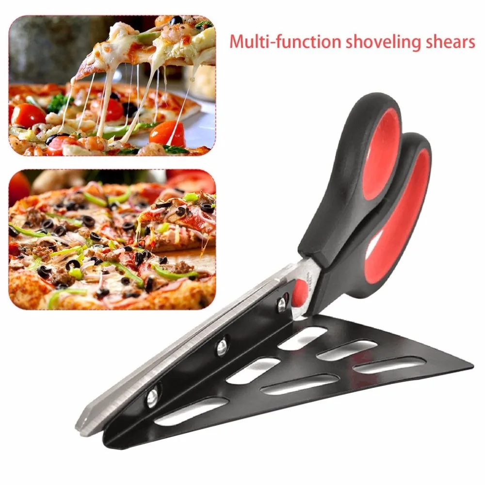 

Pizza Stainless Steel Scissors Detachable Multifunctional Shovel Type Baking Tools Kitchen Holder Tray Useful Pizza Cutter